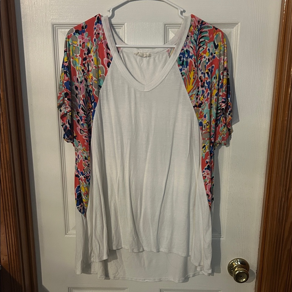 Beeson River Multicolor Sleeve Blouse with White Base